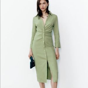 Zara ruched green dress
